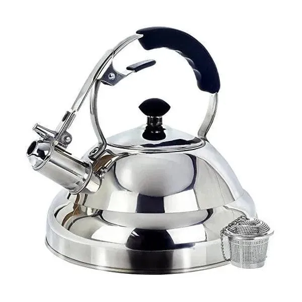 Whistling Kettle & Tea Strainer |3L Stainless Steel | Suitable for Gas, Induction and Electric Hobs | Willow & Everett