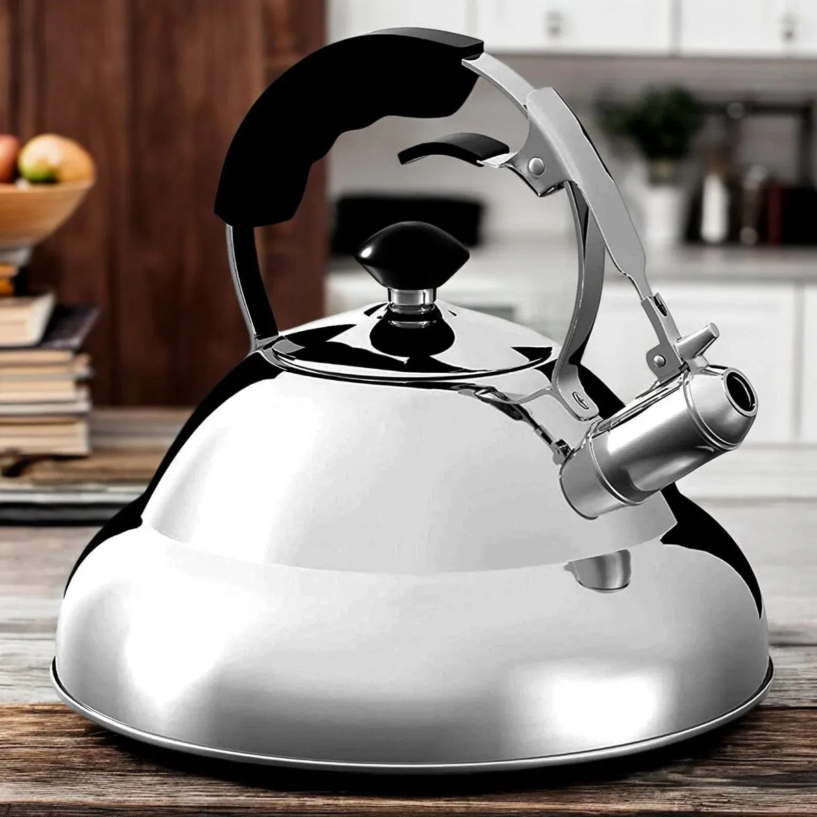 Whistling Kettle & Tea Strainer |3L Stainless Steel | Suitable for Gas, Induction and Electric Hobs | Willow & Everett