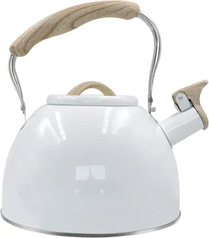 Whistling Stovetop Tea Kettle, 3.2 Quart/3.0 Liter Stainless Steel, Food Grade Tea Pot for Stove Top, Tea Pot with Anti-Heat Handle, Anti-Rust, Suitable for All Heat Sources (Pure White)