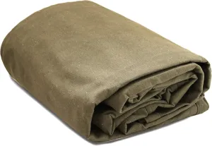 WHITEDUCK Canvas Tarp 18 oz. Heavy Duty Waterproof UV Resistant, Rustproof Grommets, Industrial & Commercial Use Cloth Tarp (Cut Size: 20'x20', Finished Size: 19'6"x19'6", Olive Drab)