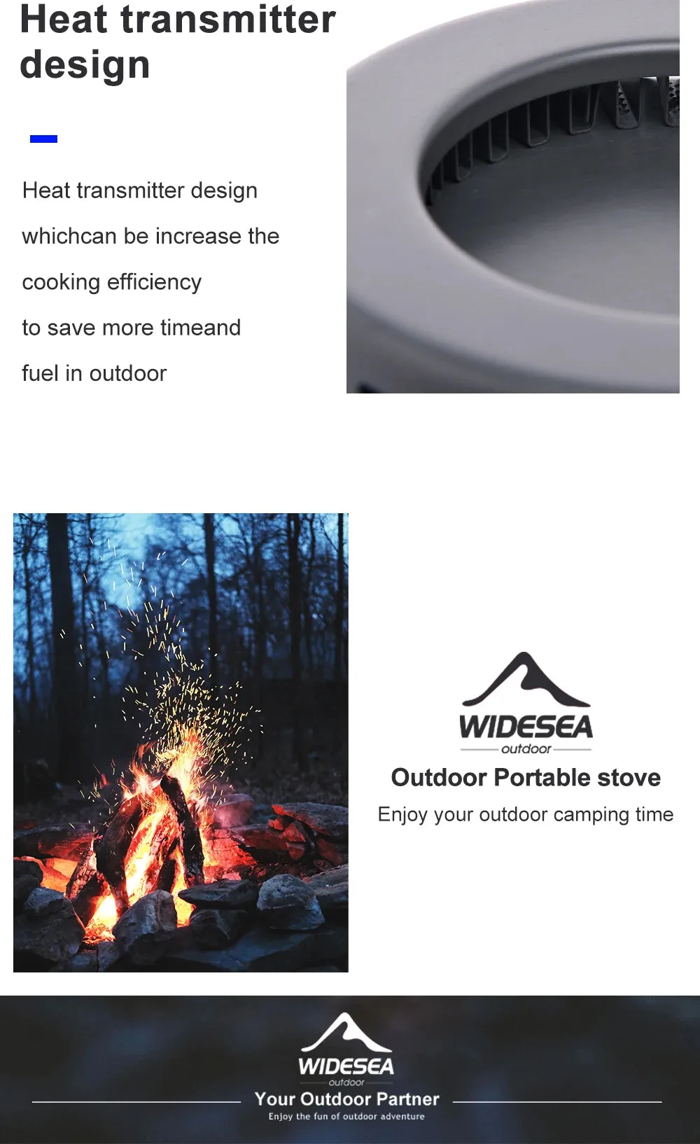 Widesea Camping Cookware Set - 1.3L & 2.3L Outdoor Cooking Pot and Kettle Kit