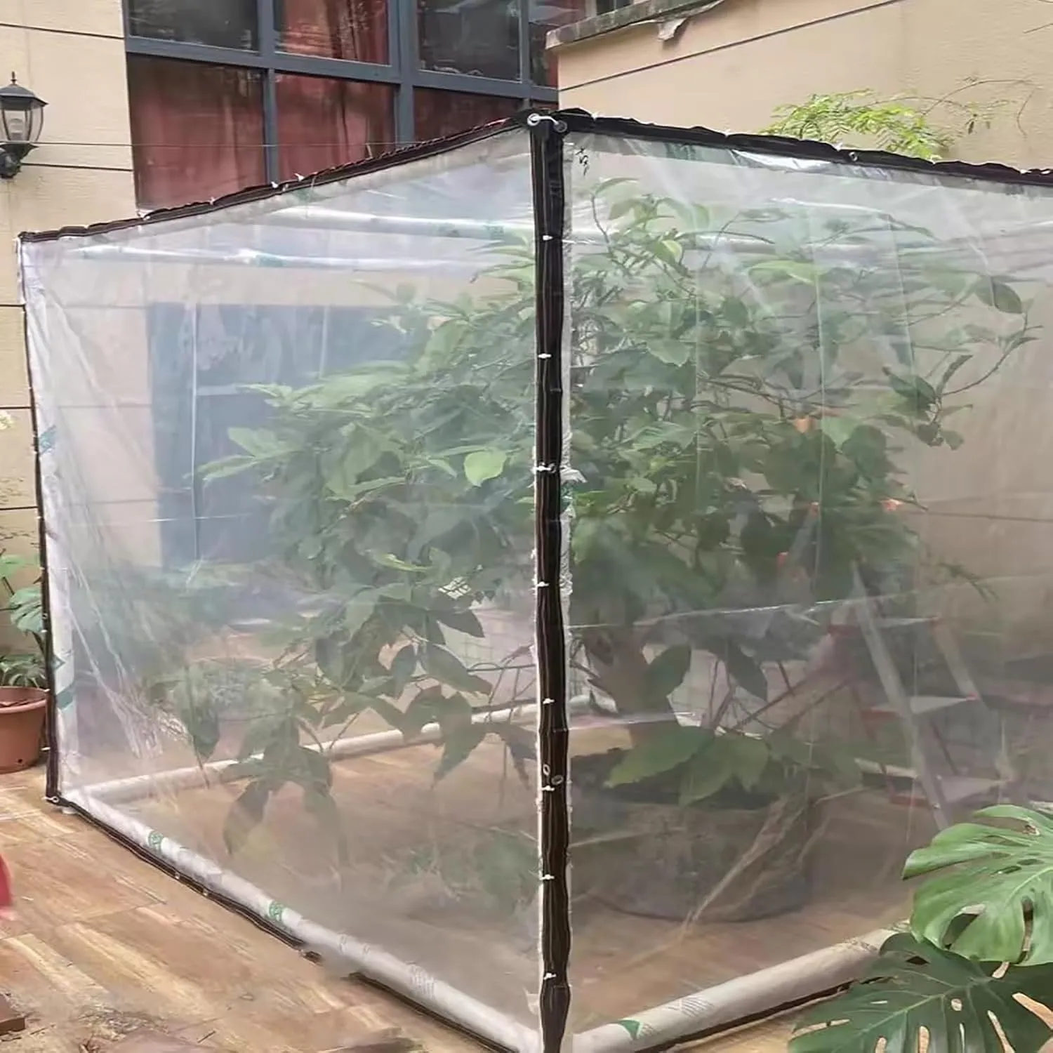 Windproof Clear Plastic Tarps,Outdoor Greenhouse Tarp, Rainproof, Yard Covering,Clear-Waterproof-Tarps-Outdoor(7x10 ft(2x3m))