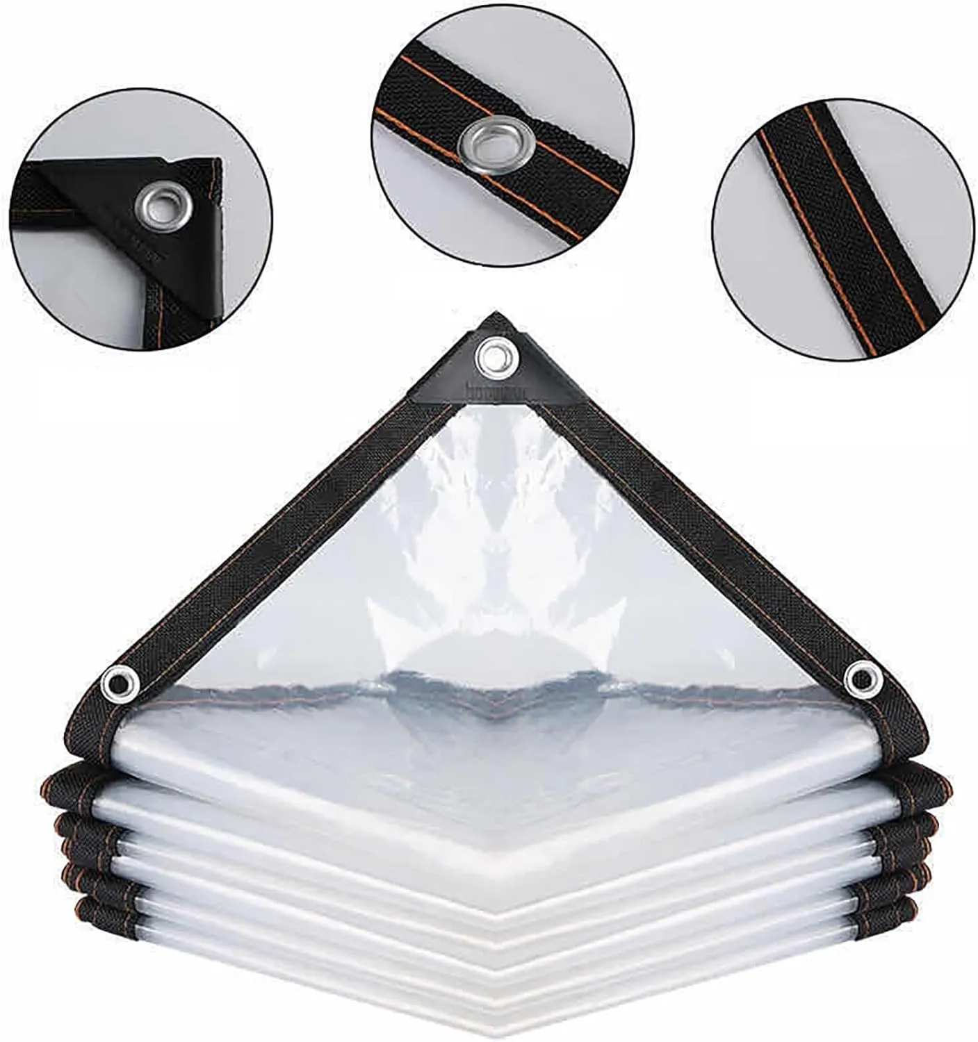 Windproof Clear Plastic Tarps,Outdoor Greenhouse Tarp, Rainproof, Yard Covering,Clear-Waterproof-Tarps-Outdoor(7x10 ft(2x3m))
