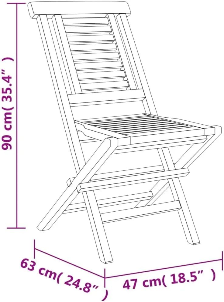 Wooden Folding Patio Chairs 8 pcs 18.5"x24.8"x35.4" Solid Teak Outdoor Folding Lounge Chairs Comfortable Patio Furniture for Garden, Beach, and Outdoor Spaces