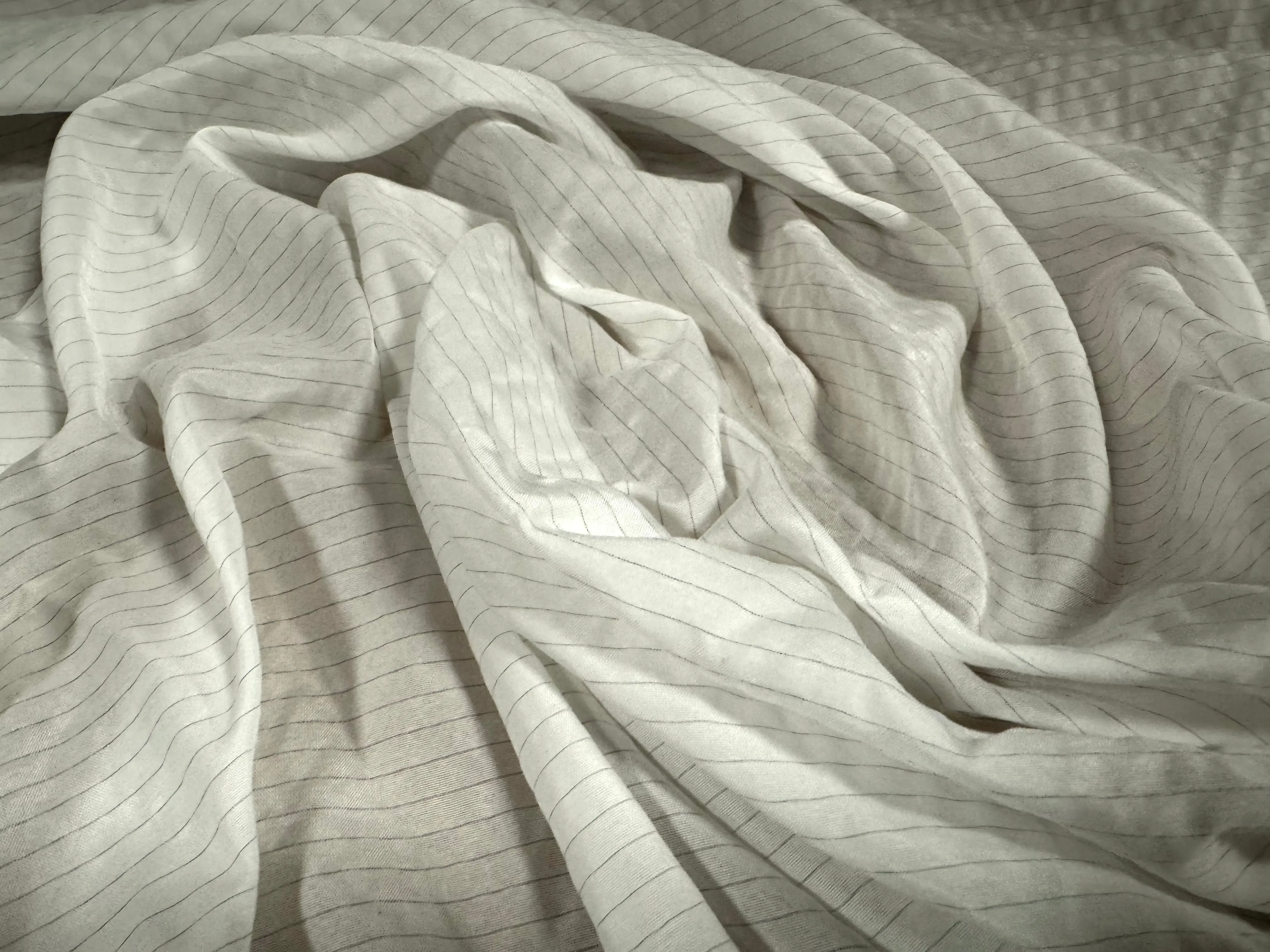 Woven nylon fabric, per metre - pinstripe - white