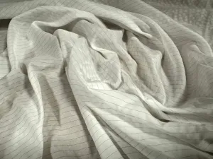 Woven nylon fabric, per metre - pinstripe - white