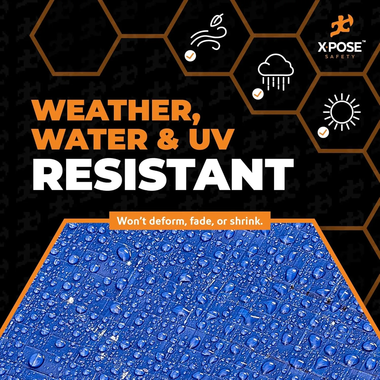 Xpose Safety 12’ x 12’ Heavy Blue/Brown Tarp - Waterproof Tarp - 7 Mil Weatherproof Camping Tarp for Tent, Rain, Wind & Sun - Plastic Tarpaulin Cover Outdoor Tarp for Roof, Trailer, RV, Car, Boat