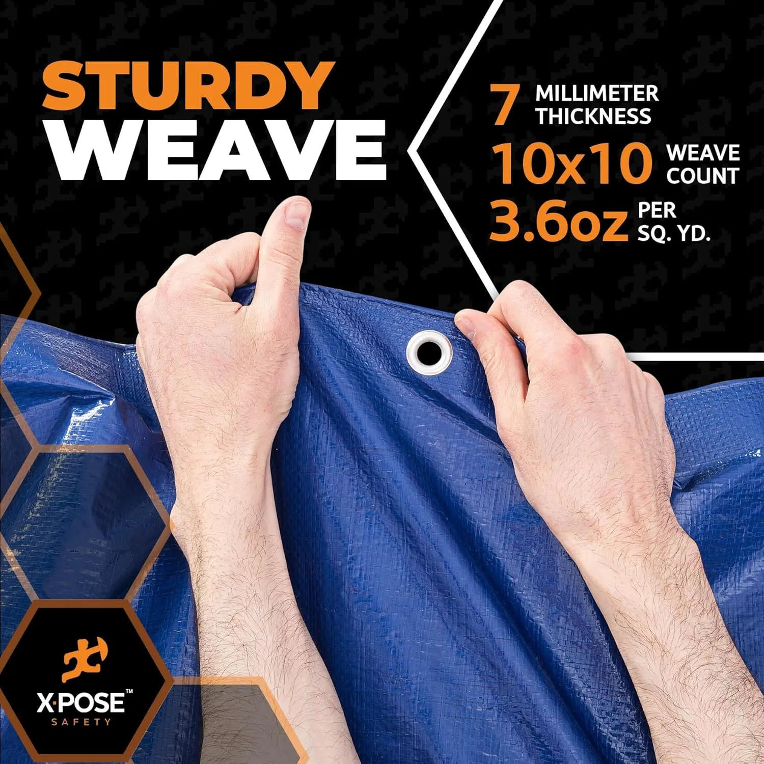 Xpose Safety 12’ x 12’ Heavy Blue/Brown Tarp - Waterproof Tarp - 7 Mil Weatherproof Camping Tarp for Tent, Rain, Wind & Sun - Plastic Tarpaulin Cover Outdoor Tarp for Roof, Trailer, RV, Car, Boat