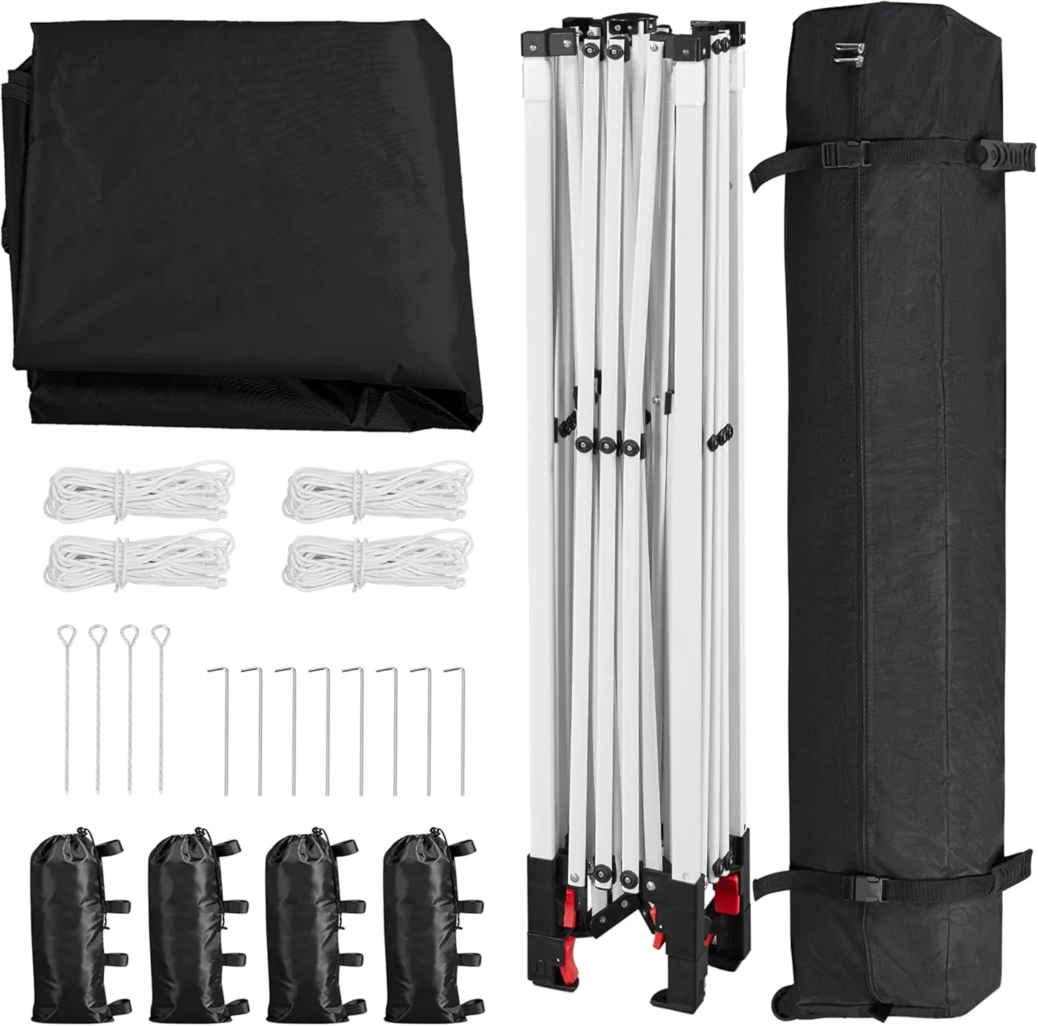 Yaheetech 10x10 Pop Up Canopy Tent with Vent, Easy Set Up Tent, Instant Sun Shelter Canopy with Wheeled Bag, 4 Sandbags, 12 Stakes & 4 Ropes, for Parties, Beach, Outdoor, Black