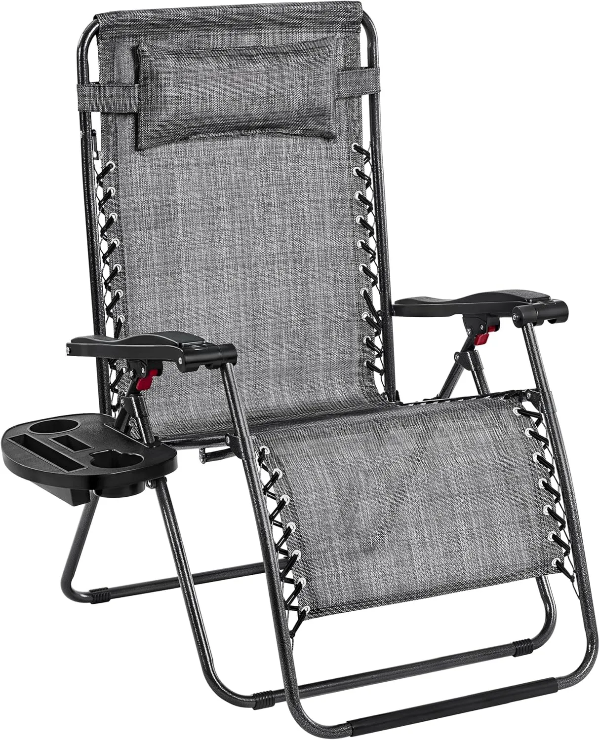 Yaheetech 29inch Zero Gravity Chairs w/Pillows & Cup Holder & Carry Strap Outdoor Patio Adjustable Foldable Reclining Lounge Recliners for Lawn Poolside Beach Gray/1