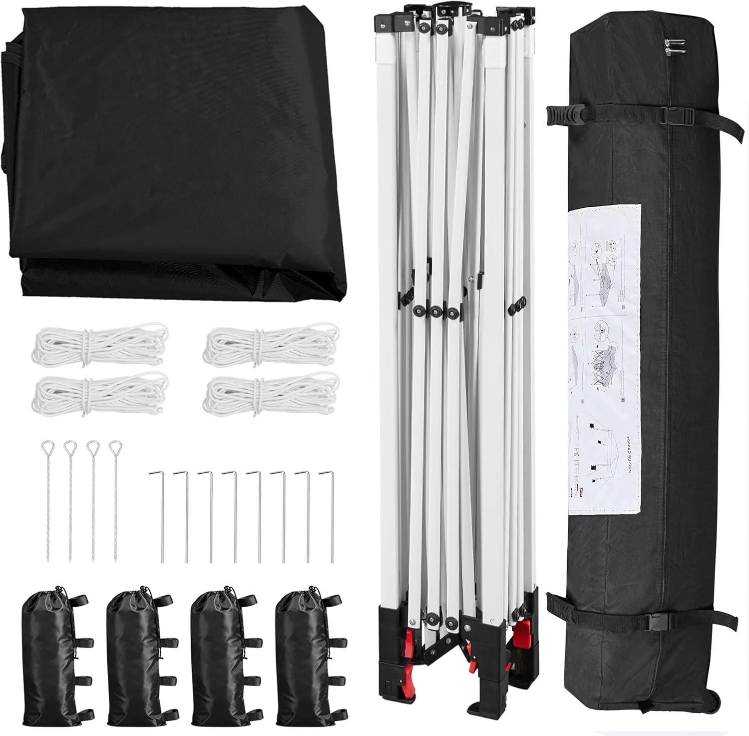 Yaheetech 8x8 Pop Up Canopy Tent with Vent, Easy Set Up Tent, Instant Sun Shelter Canopy with Wheeled Bag, 4 Sandbags, 8 Stakes & 4 Ropes, for Parties, Beach, Outdoor, Black