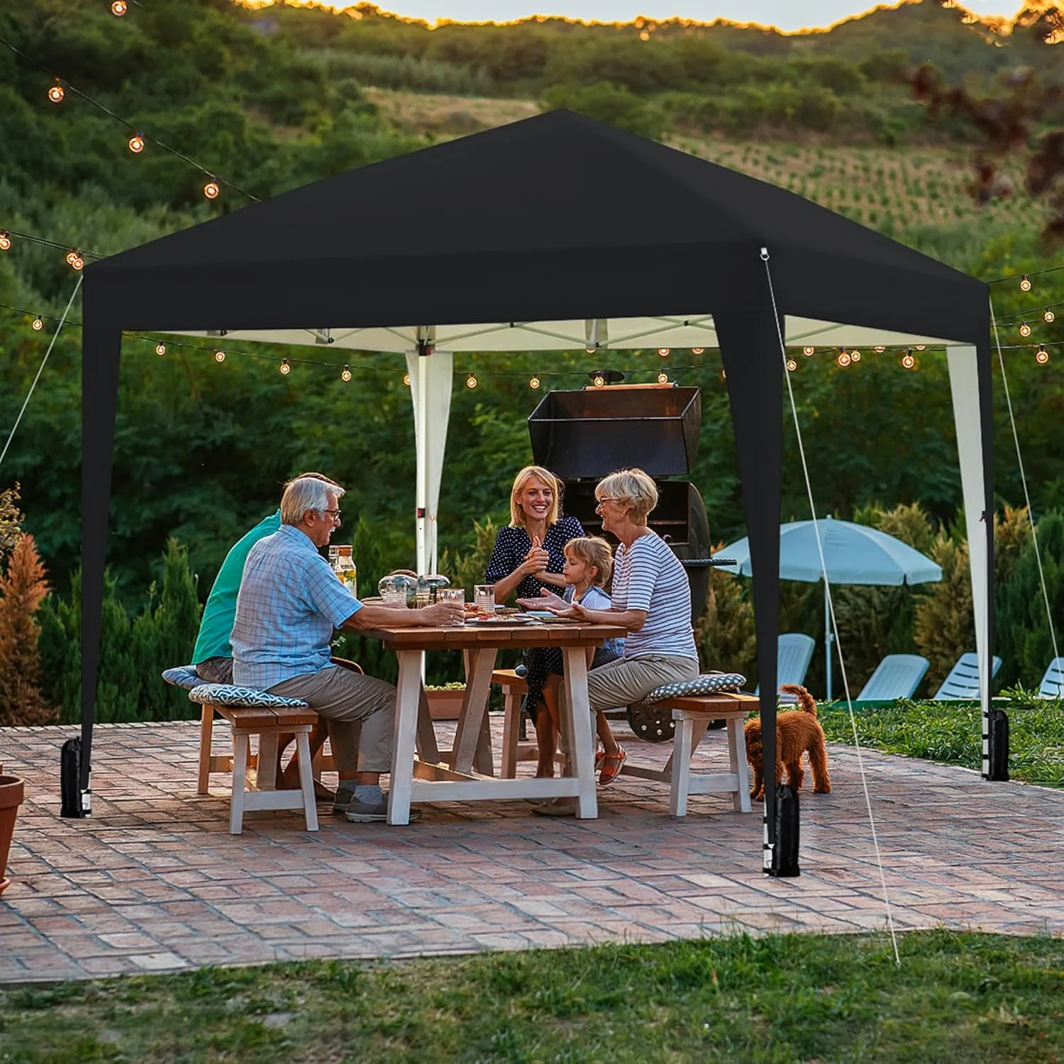 Yaheetech 8x8 Pop Up Canopy with 4 Removable Sidewalls, Portable Enclosed Instant Tent, Waterproof Outdoor Tent, Beach Sun Shelter with 4 Sandbags, 8 Stakes & 4 Ropes, Black