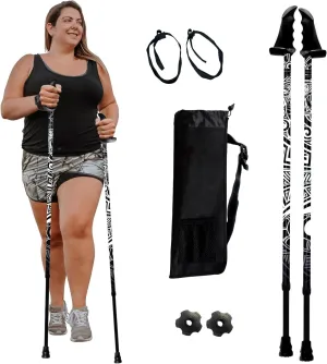 York Nordic Big and Tall Motivator Walking Poles for Balance and Rehab - 2 Pieces - Strong Push Button Locks, Detachable Rubber Feet, Travel Bag - for Heights 4' up to 7' feet and Weights up to 500lbs