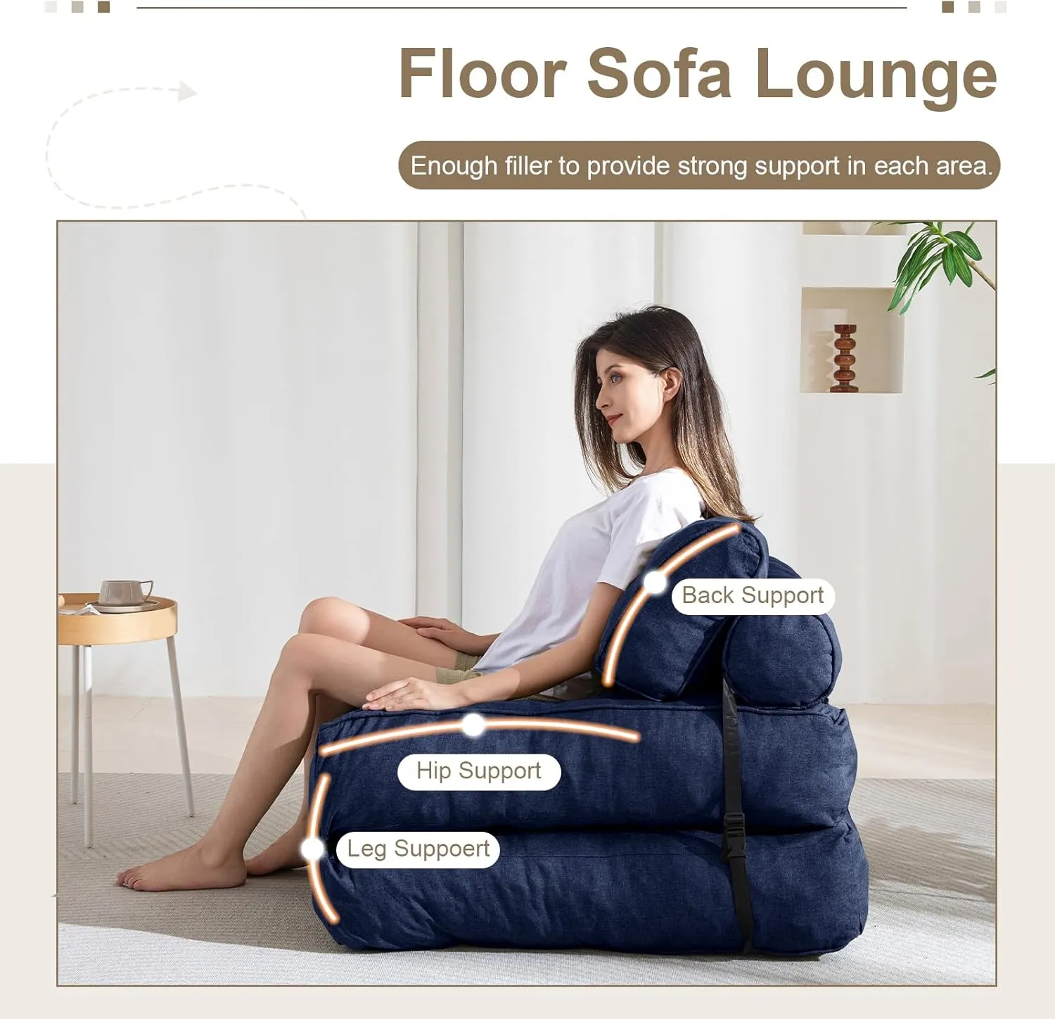 YOSHOOT Folding Couch Sofa Bed, Convertible Sleeper Chairs with Back Support, Foldable Futon Mattress with Pillow, Portable Fold Out Chair Bed Floor Mattress Floor Couch for Living Room