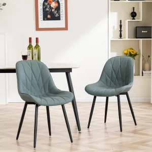 YOUNIKE Dining Chairs Set of 2, GrayishGreen Elegant Kitchen & Dining Room Chairs, Modern Faux Leather Padded Dining Chair, Armless Upholstered Bedroom Side Chairs