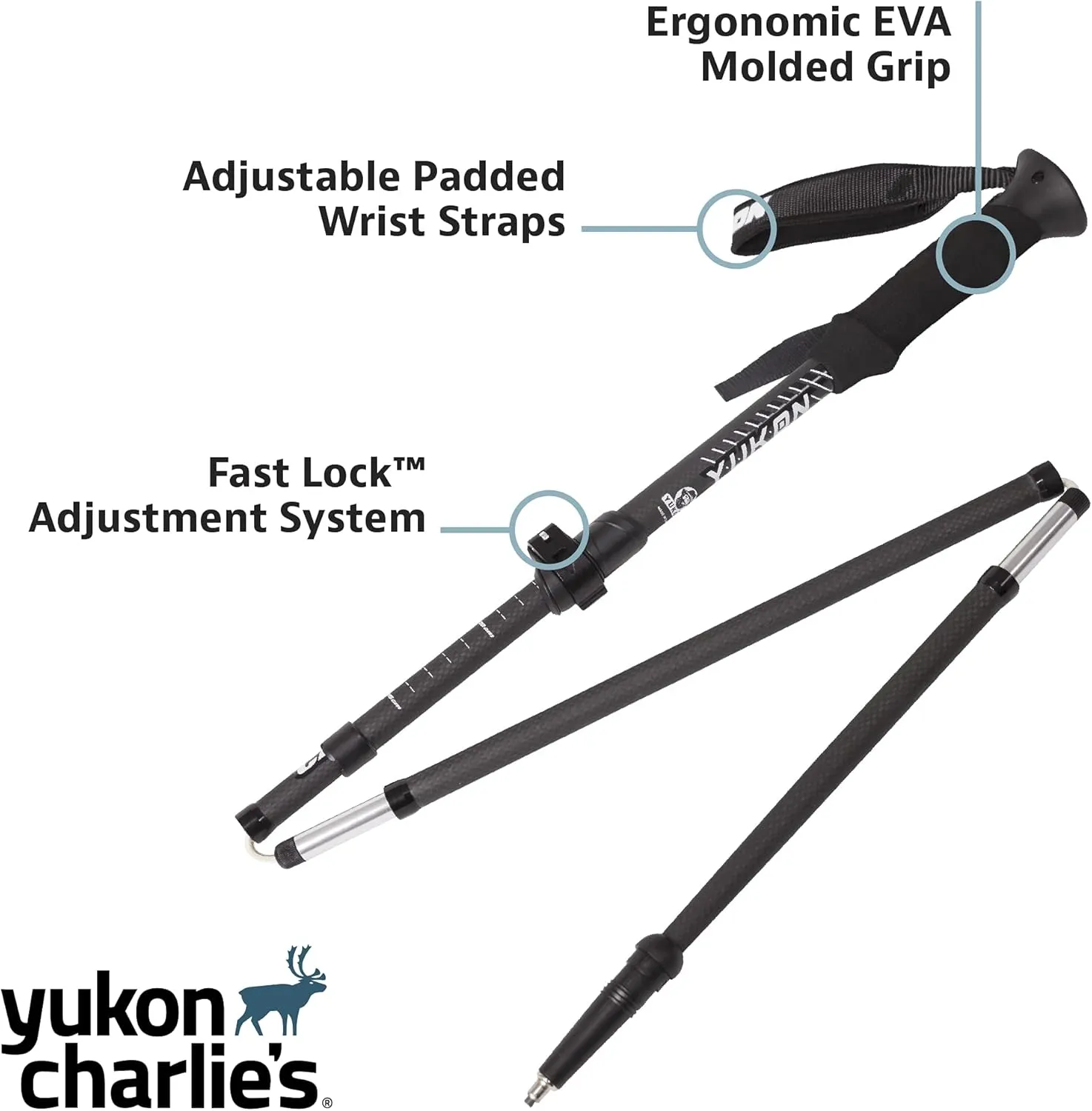 Yukon Charlie's Sherpa Trekking Poles, Twist Lock Adjustment System, Hiking Poles and Snow Baskets, Multiple Styles & Sizes