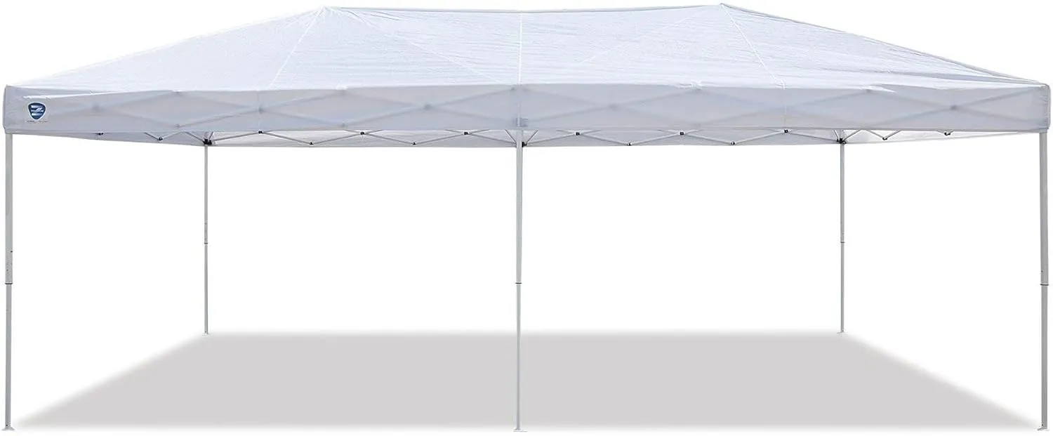 Z-Shade 20 x 10 Foot Everest Instant Canopy Camping Outdoor Patio Shelter with Reliable Stakes, Steel Frame, and Rolling Bag, White
