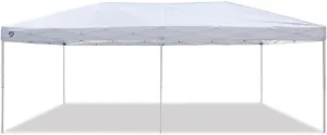Z-Shade 20 x 10 Foot Everest Instant Canopy Camping Outdoor Patio Shelter with Reliable Stakes, Steel Frame, and Rolling Bag, White