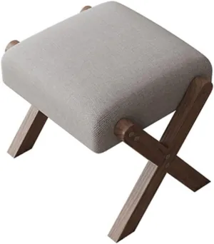 ZABEES Foot Rest Stool Solid Wood Shoe Stool Leisure Folding Stools Footstool Outdoor Camping Chair Beach Fishing Chair Mobile Seat for Home Padded Seat