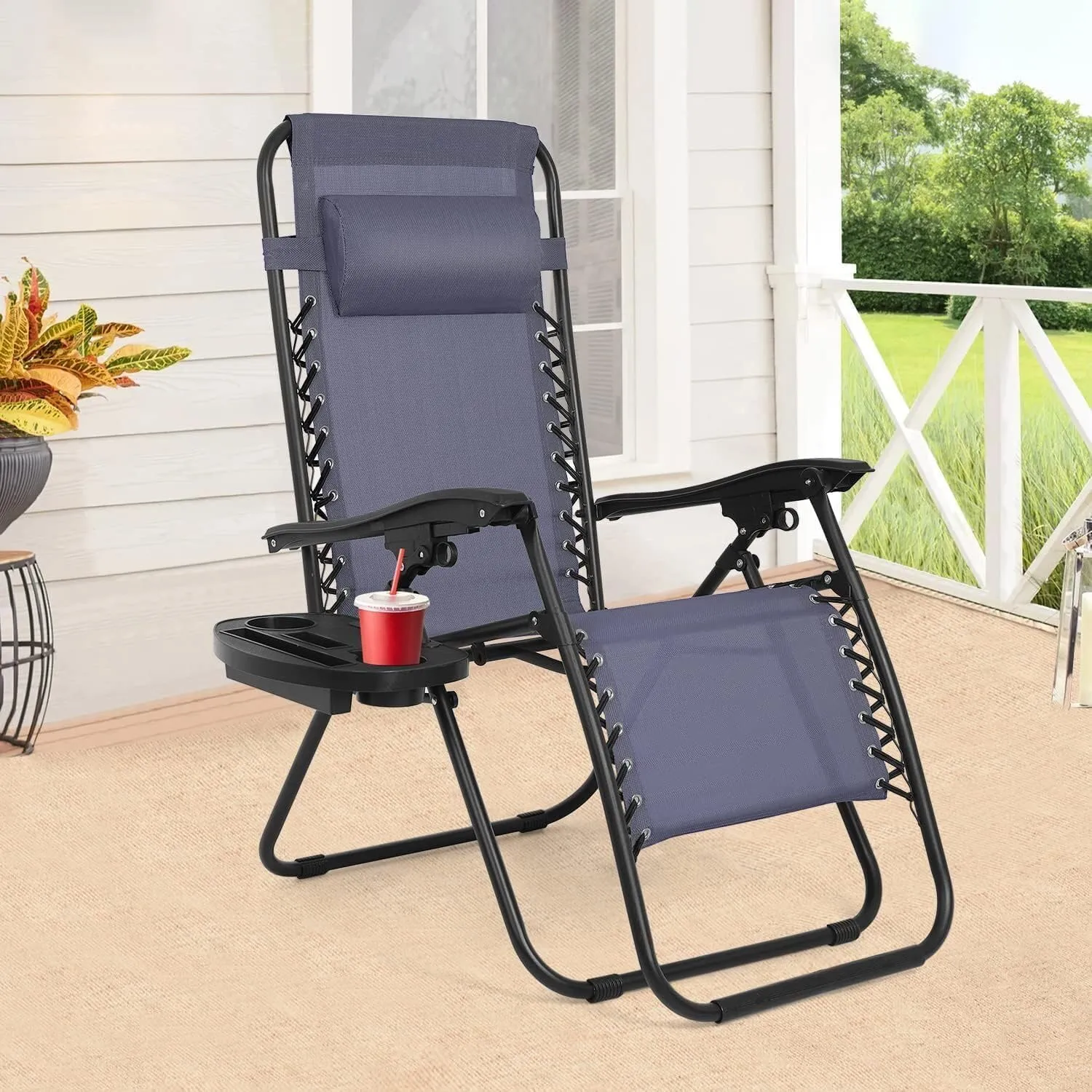 Zero Gravity Chair, Zero Gravity Lounge Chair, 1 Pack Folding Lawn Chair (Blue)