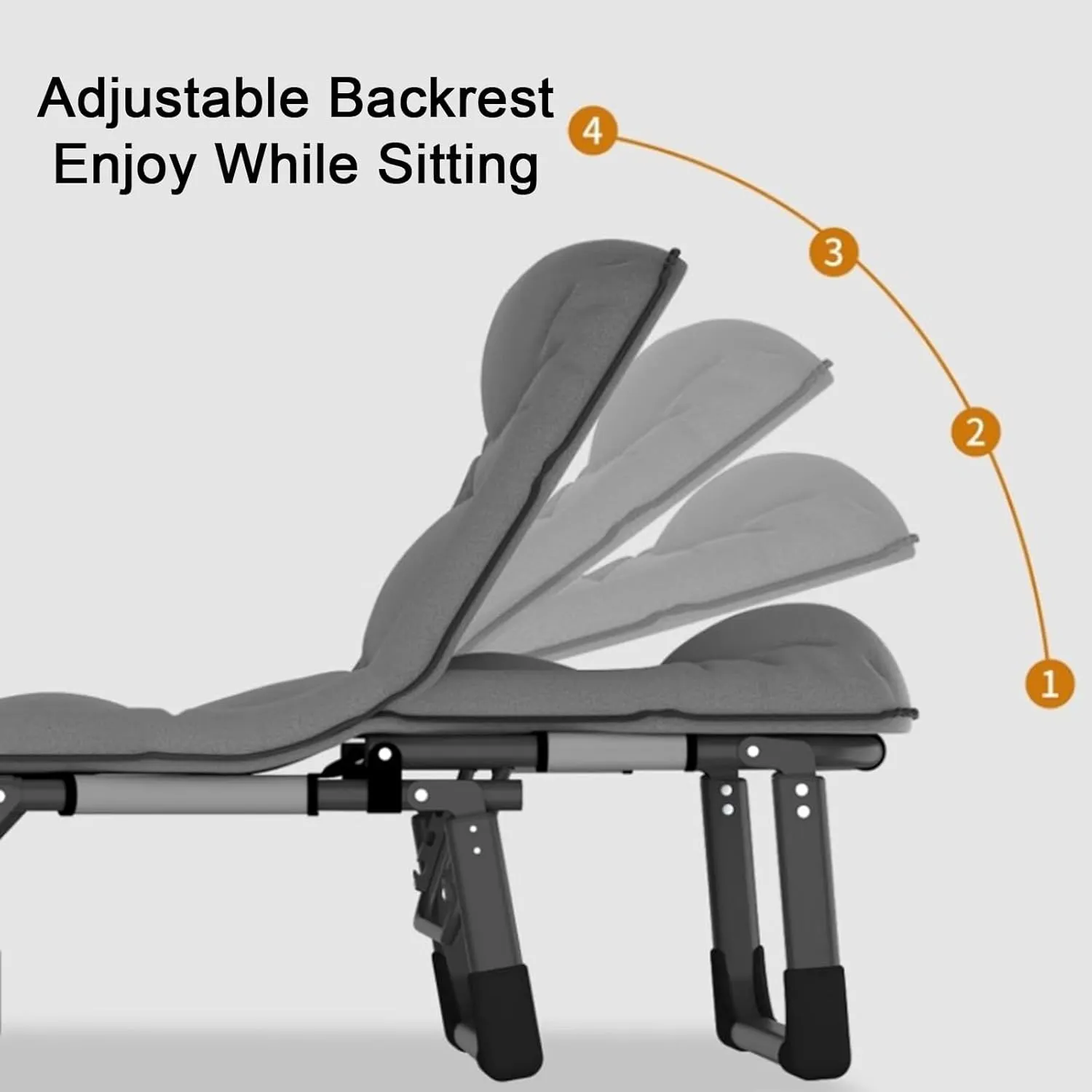 ZTGL A,190x68cm, Folding Camping Cot for Adults, Travel Camp Cots Portable, Folding Chaise with Mattress, Adjustable 4-Position Folding Cot, Sunbathing Lounge Chairs