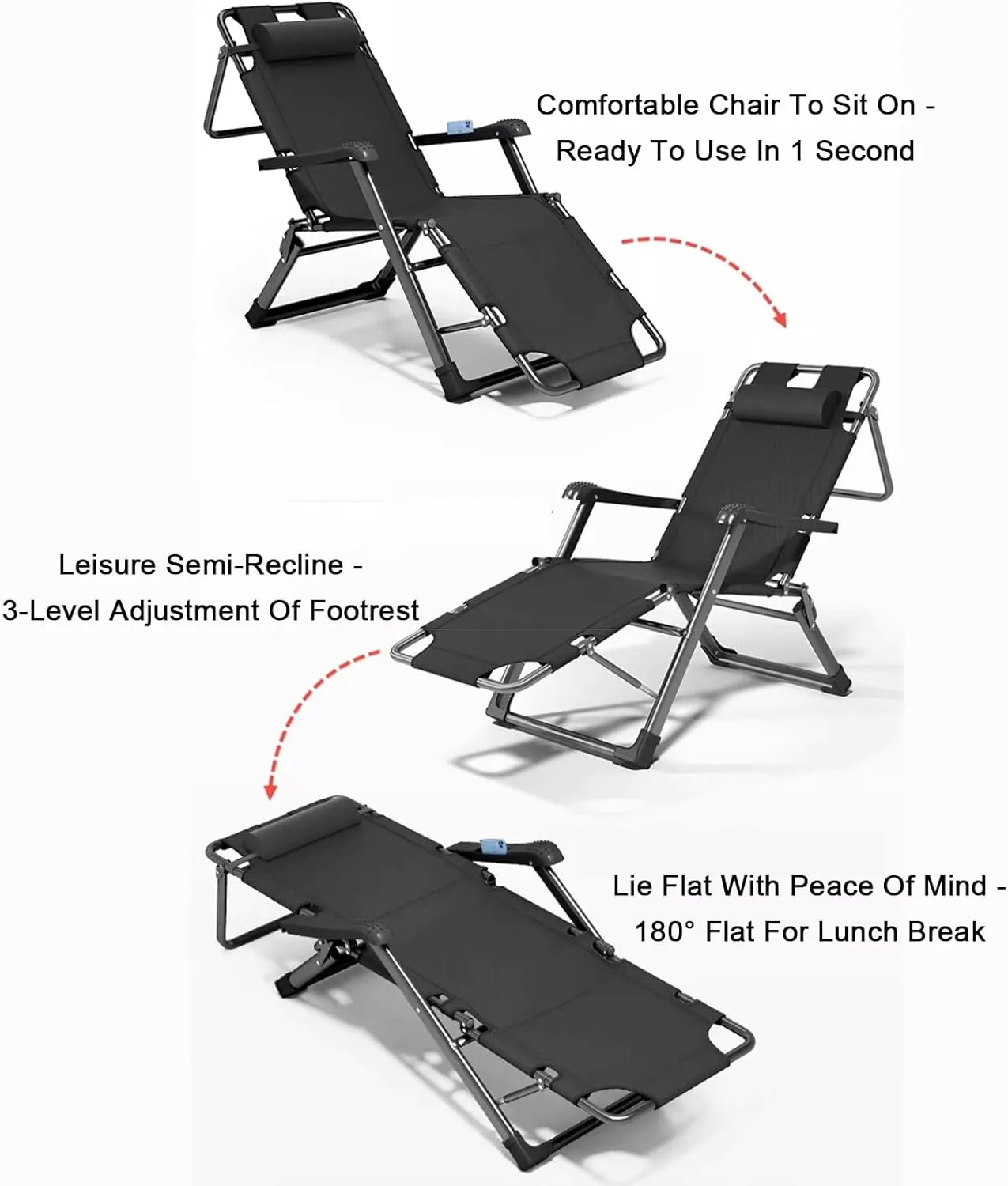 ZTGL B, Folding Camping Cot with Storage Bag, Camping Folding Lounge Chair, Portable and Lightweight Sleeping Bed, Office Nap Folding Lounge, Sunbathing Lounge Chairs